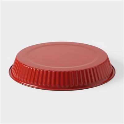 Форма для выпечки Доляна «Ренард. Рифлёный круг», d=25 см, антипригарное покрытие, красная