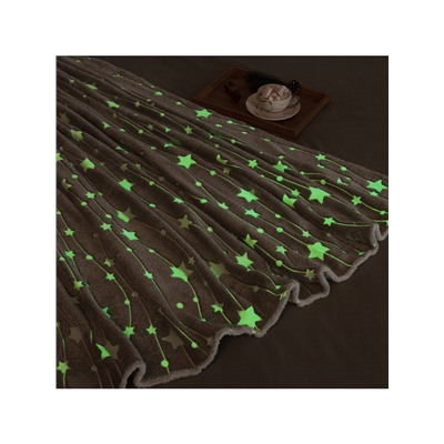 Плед светящийся в темноте Этель «Звездное небо» 200×220 см, корал-флис