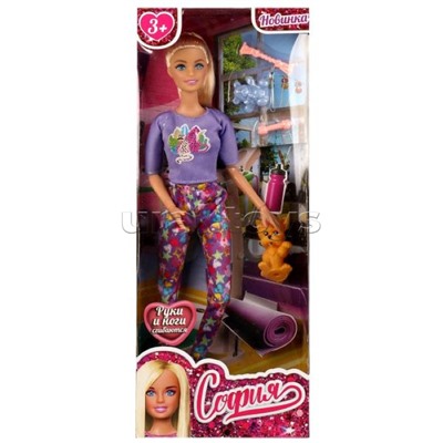 Кукла 29см София, руки и ноги сгиб, собака, аксессуары