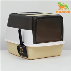 Туалет закрытый прозрачный 51×34×37 см, жёлтый+совок