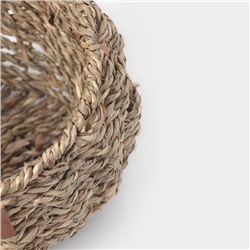 УЦЕНКА Кашпо ручного плетения из соломы, круглое, 15.5×15.5×12.5 см