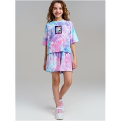 Комплект трикотажный для девочек: фуфайка (футболка), шорты