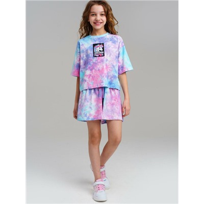 Комплект трикотажный для девочек: фуфайка (футболка), шорты