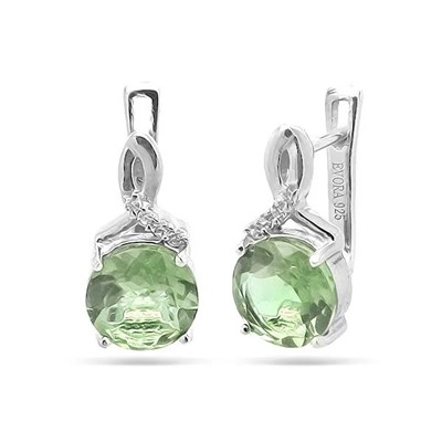 Серьги из серебра зеленый аметист, Аурелия