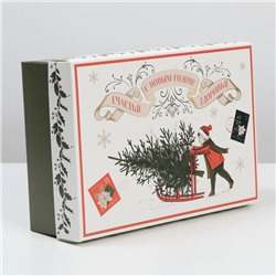 Коробка подарочная новогодняя складная «Ретро», 30×20×9 см, Новый год