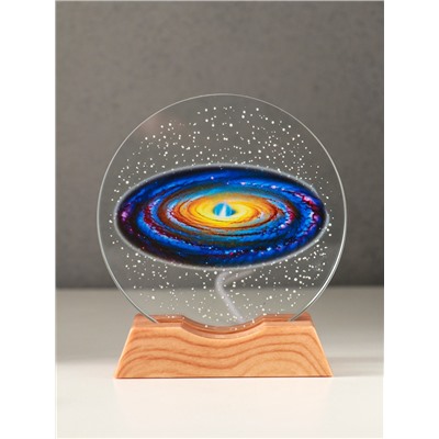 Световая фигурка стекло «Диск. Голограмма: Млечный путь», 5×LED, d=10 см, USB, цветной, 10×4×11.4 см