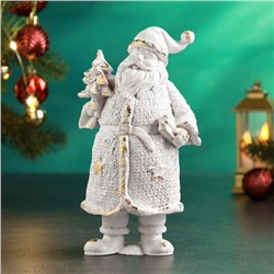 Фигура «Дед Мороз вязаный большой», 20×12×8 см, белый с позолотой