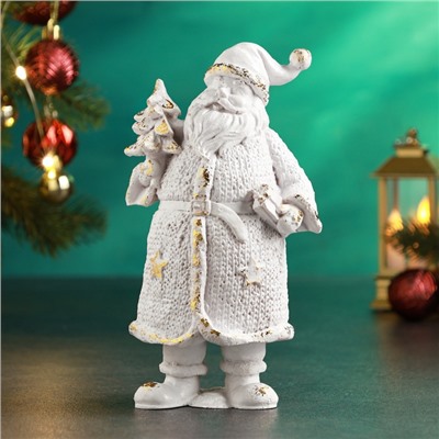 Фигура «Дед Мороз вязаный большой», 20×12×8 см, белый с позолотой