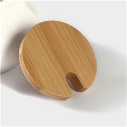 Сахарница BellaTenero, 170 мл, с ложкой, на деревянной подставке, фарфор, белая