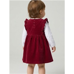 Комплект детский для девочек: сарафан текстильный, джемпер трикотажный (футболка с длинными рукавами