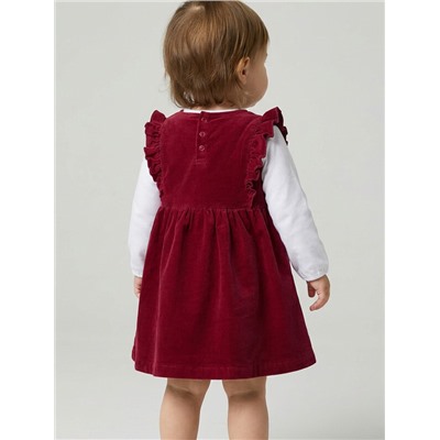 Комплект детский для девочек: сарафан текстильный, джемпер трикотажный (футболка с длинными рукавами