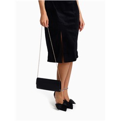 Сумка-клатч женская вечерняя на магните, на длинной цепочке, однотонная, чёрная