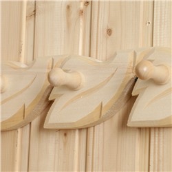 Вешалка для бани и сауны, деревянная, 60×9×7.5 см, 5 крючков