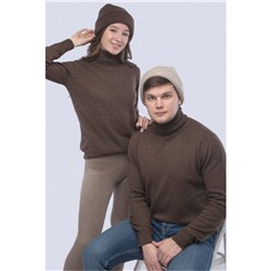 Шапка унисекс коричневая из 100% шерсти яка (Универсальный)