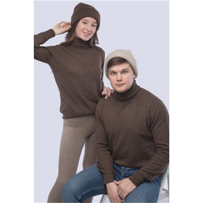 Шапка унисекс коричневая из 100% шерсти яка (Универсальный)