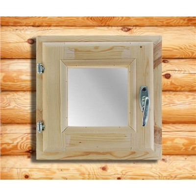 Окно в баню, деревянное, 30×30 см, хвоя, двойное стекло, «Добропаровъ»