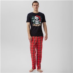 Пижама мужская (футболка, брюки) KAFTAN «Череп», чёрная, размер 56