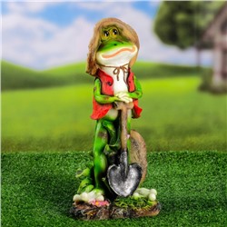 Садовая фигура из полистоуна «Лягушонок-садовник», 17×12×33 см