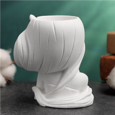 Фигурное кашпо для цветов «Девушка с длинными волосами», 6×8×9 см, гипс, белое