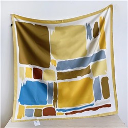 Платок шелковый на голову и шею весенний, мультицвет