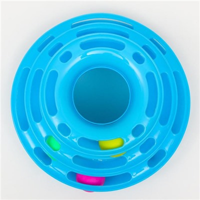 Игровой комплекс «Пижон» для кошек с 3 шариками, 24.5×24.5×13 см, голубой