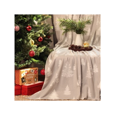 Плед флисовый новогодний «Экономь и Я. Ёлочки», 150×130 см, пл.160 г/м²