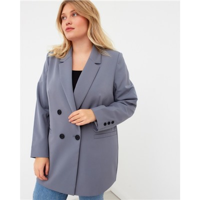 Пиджак женский двубортный MIST plus-size, размер 52, серо-голубой