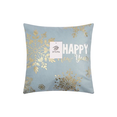 Наволочка декоративная новогодняя «Этель. Снежинки» 40×40 см, велюр