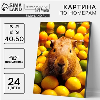 УЦЕНКА Картина по номерам на холсте с подрамником «Капибара в пруду» 40×50 см