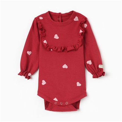 Боди детское с рюшами MINAKU, рост 62-68 см, красное