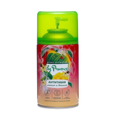 Освежитель воздуха Green collection by Provence, антитабак, манго и ваниль, сменный баллон