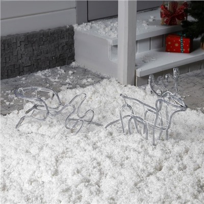 Светодиодная фигура «Олень с санями», олень: 48×48×22 см, сани: 45×23×23 см, дюралайт, 216 LED, 220 В, мерцание, свечение белое/синее