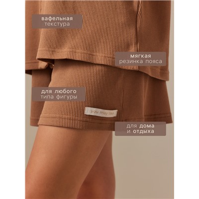 Пижама женская (рубашка, шорты) SL HOME Soft Home, размер 48-50, кофейная