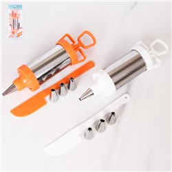 Кондитерский шприц с 4 насадками металл / 600-516 /уп 72/ 724348