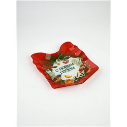 Тарелка новогодняя плоская «С Новым годом», 15×17.3 см