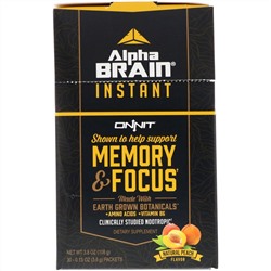 Onnit, Alpha Brain Instant, Natural Peach, 30 Packets, 0.13 oz (3.6 g) Each
