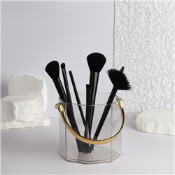 Подставка для косметики CLEAN GOLD, с ручкой, d=12.5×12 см, цвет прозрачный, золотистый