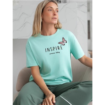 Футболка с принтом свободная эластичная из премиального хлопка