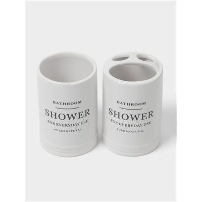 Аксессуары для ванной «Лофт», 4 предмета, мыльница, дозатор для мыла 440 мл, 2 стакана 320 мл, белые