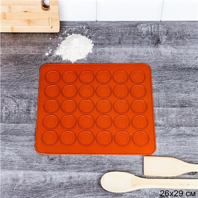 Силиконовый коврик 29х26 см 30 ячеек для макарун (макаронс) / F-474 /уп 200/ тонкий 0,075