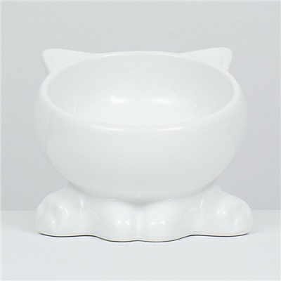 Миска керамическая «Киса» на подставке-лапках 200 мл 13×12×8 см, белая