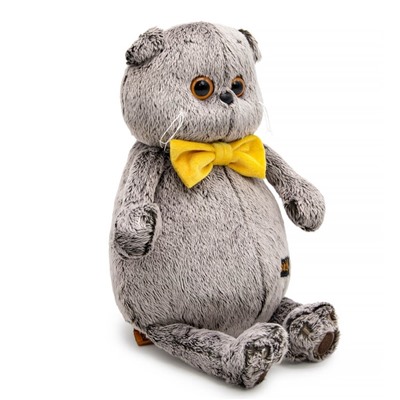 Мягкая игрушка «Кот Басик», с рыжим бархатным бантом, 22 см