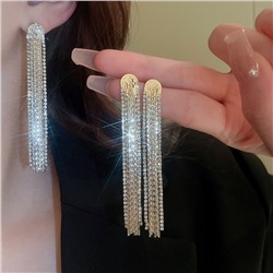 Серьги длинные вечерние кристаллы и цепочки, 8 см.