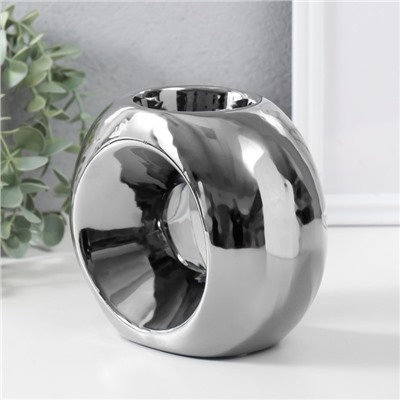 Подсвечник на 1 свечу «Кольцо», d=6 см, серебро, 16×8×14 см