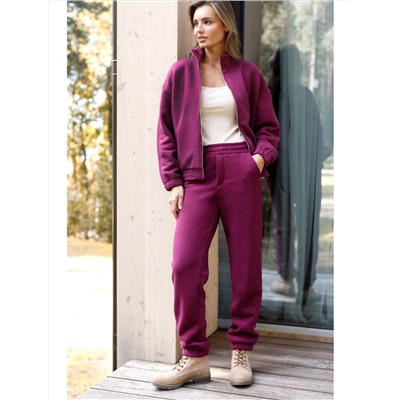 Брюки джоггеры теплые из футера трехнитики c начесом