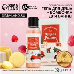 Новогодний подарочный набор косметики «Волшебной зимы»: гель для душа 100 мл и бомбочка для ванны 40 г, Чистое счастье