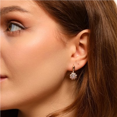 Серьги ювелирная бижутерия коллекция "Дубай", покрытие позолота, вставка: фианиты, цвет: прозрачный, арт.213.556