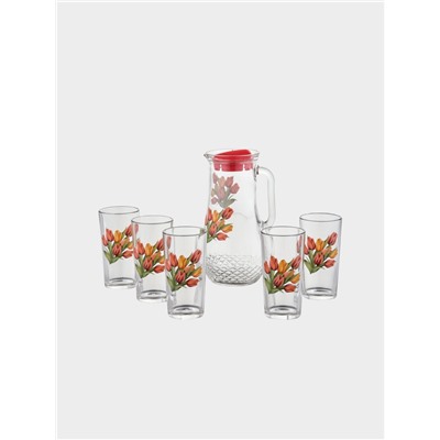 УЦЕНКА Набор питьевой «Букеты», 6 предметов: кувшин 1.7 л, 5 стаканов 230 мл