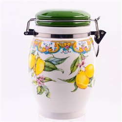 60168 Банка для сыпучих 900мл Лимонный праздник доломит/металл LR (х24)