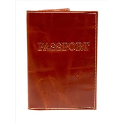 Обложка на паспорта из натуральной кожи, цвет коричнево-рыжий